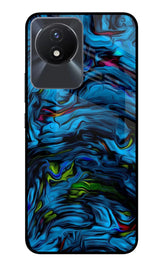 Dark Blue Abstract Vivo Y02/Y02T Glass Case